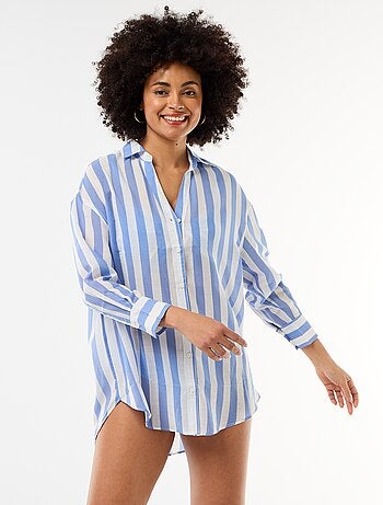 Camisa de playa fluida estampada