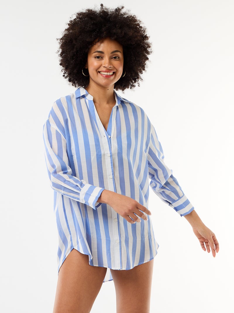 Camisa de playa fluida estampada Azul - Kiabi