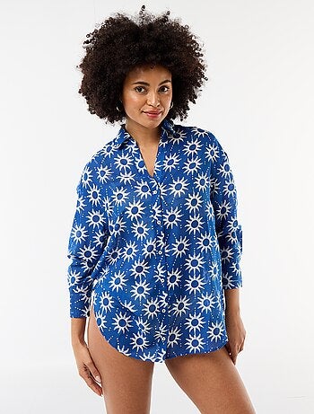 Camisa de playa fluida estampada