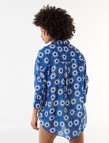 Camisa de playa fluida estampada