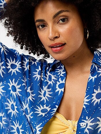 Camisa de playa fluida estampada
