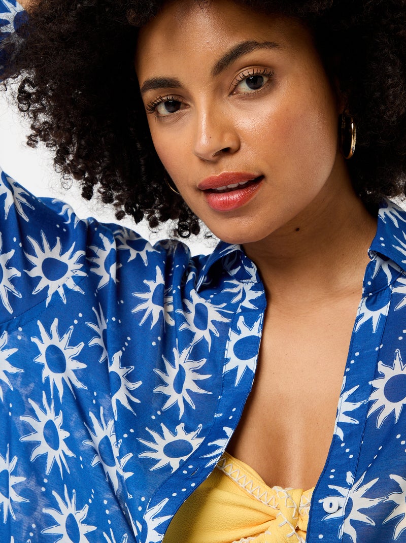 Camisa de playa fluida estampada Azul - Kiabi