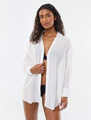Camisa de playa fluida estampada