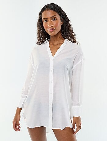 Camisa de playa fluida estampada
