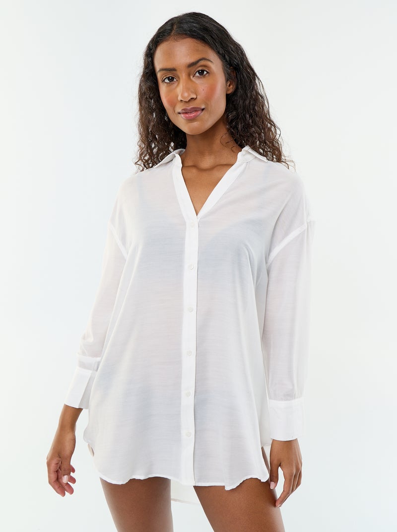 Camisa de playa fluida estampada Blanco - Kiabi