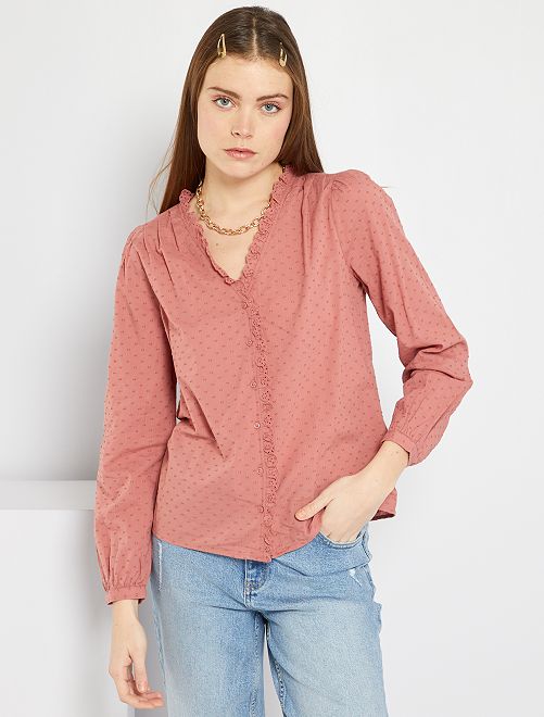 Camisa de plumeti - ROSA - Kiabi - 15.00€