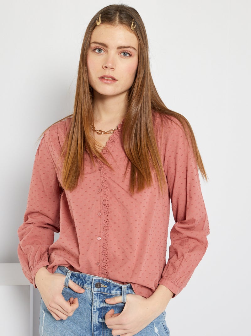 Camisa de plumeti ROSA - Kiabi