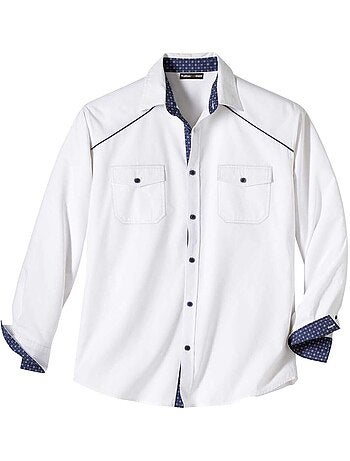Camisa de popelín 100 % algodón, cuello de puntas libres, estilo country
