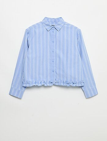 Camisa de popelín con bajo con volantes