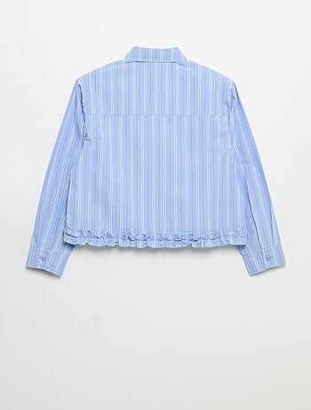 Camisa de popelín con bajo con volantes