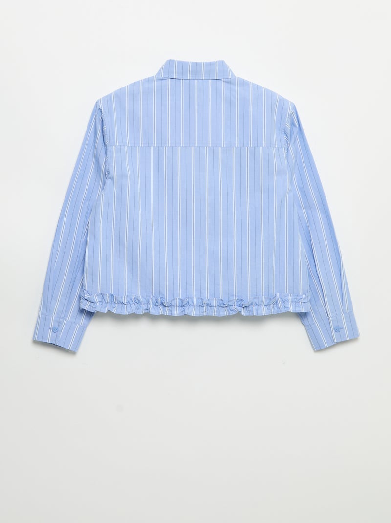 Camisa de popelín con bajo con volantes Azul - Kiabi