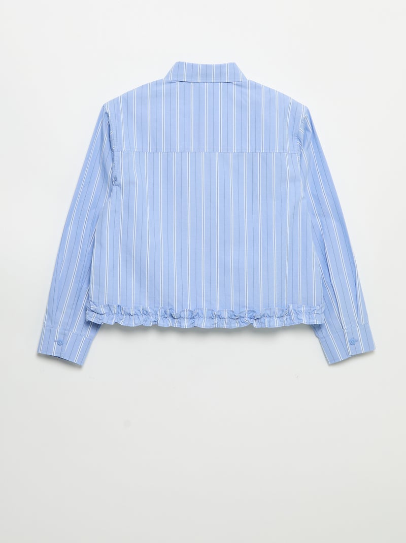 Camisa de popelín con bajo con volantes Azul - Kiabi