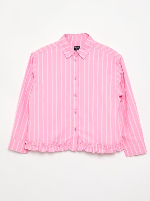 Camisa de popelín con bajo con volantes - Kiabi