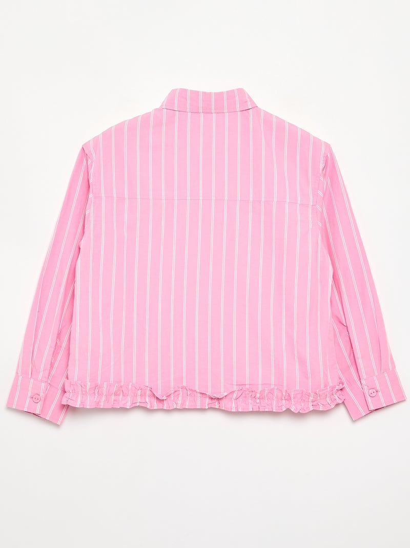 Camisa de popelín con bajo con volantes Rosa - Kiabi