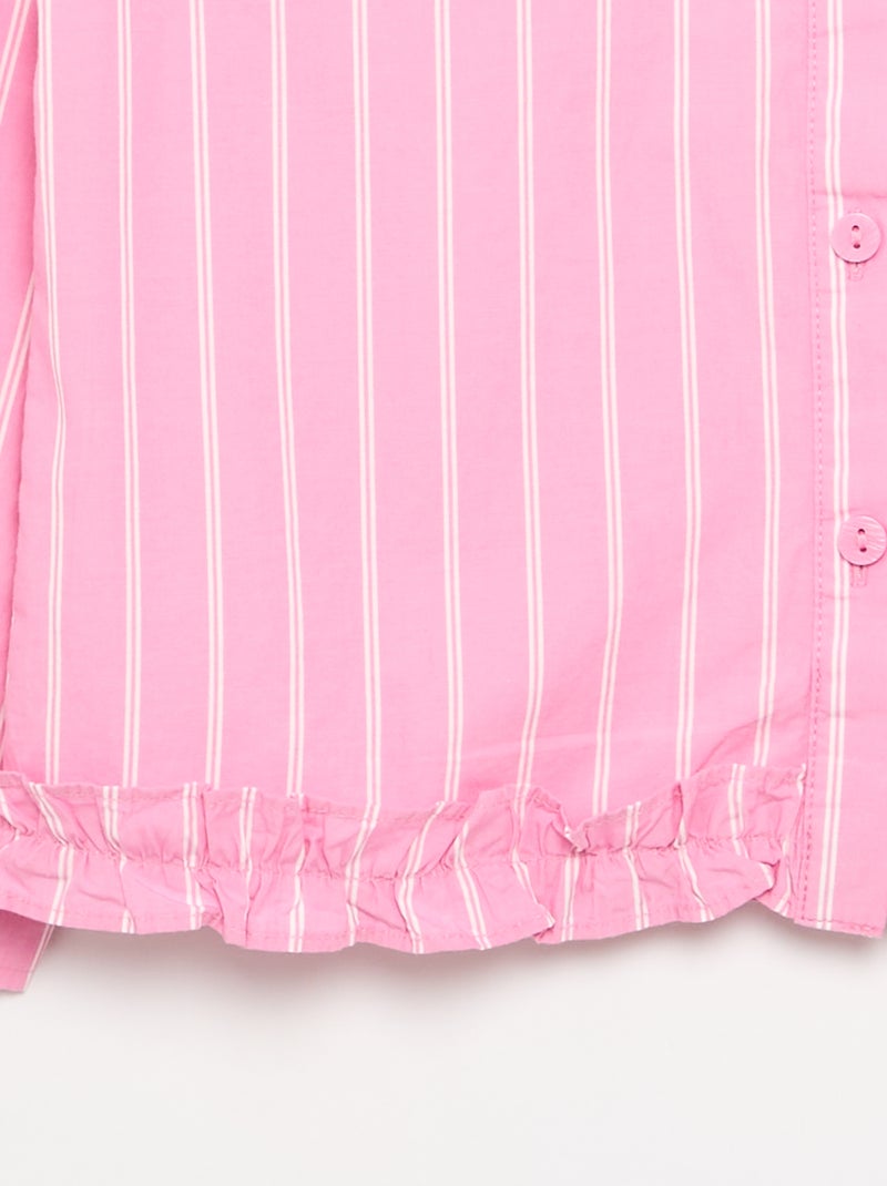 Camisa de popelín con bajo con volantes Rosa - Kiabi