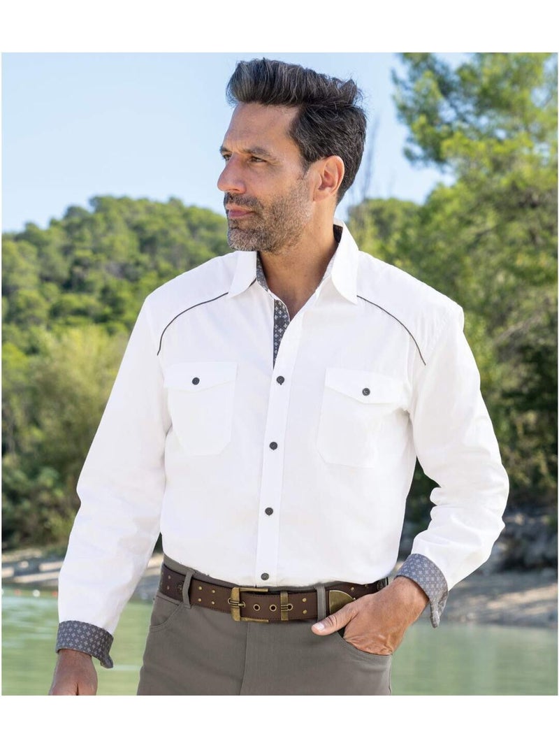 Camisa de popelín con cuello de puntas libres sun valley Blanco - Kiabi