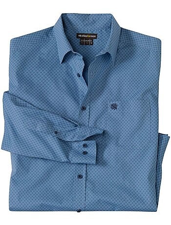Camisa de popelín con cuello de puntas libres y estampado de micromotivos