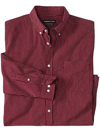 Camisa de popelín de algodón a rayas con cuello abotonado