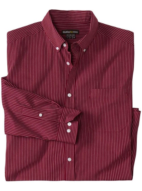 Camisa de popelín de algodón a rayas con cuello abotonado - Kiabi Camisa de popelín de algodón a rayas con cuello abotonado - Kiabi