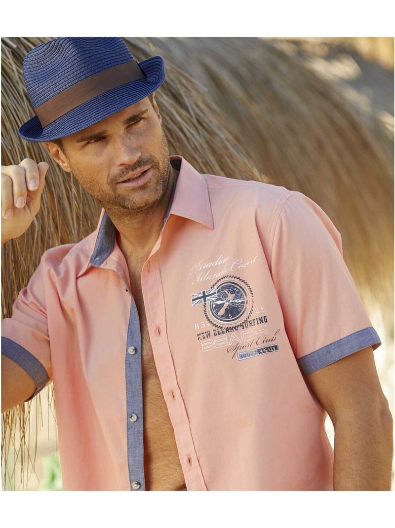 Camisa de popelín de algodón paradise coast Naranja - Kiabi
