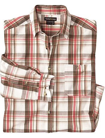 Camisa de popelín de cuadros con cuello de puntas libres