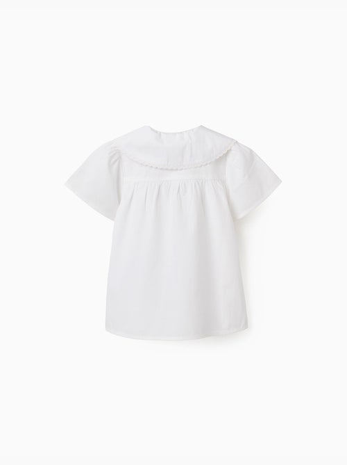 Camisa de popelín de manga corta con cuello maxi - Kiabi