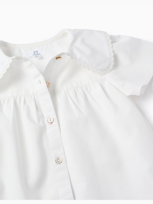 Camisa de popelín de manga corta con cuello maxi - Kiabi