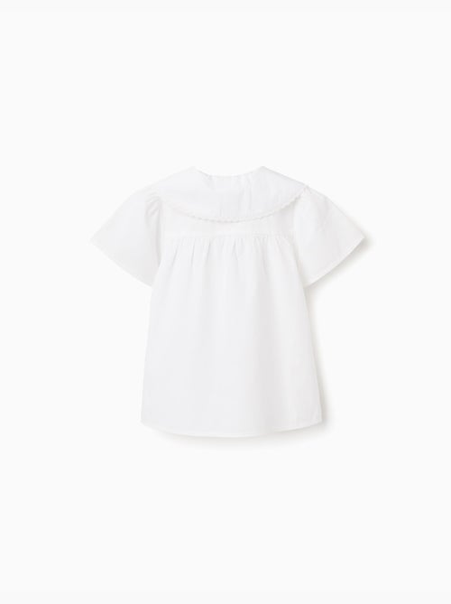 Camisa de popelín de manga corta con cuello maxi - Kiabi