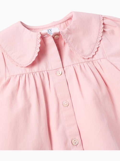 Camisa de popelín de manga corta con cuello maxi - Kiabi