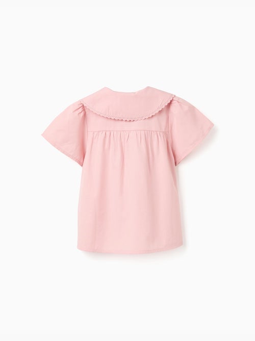 Camisa de popelín de manga corta con cuello maxi - Kiabi