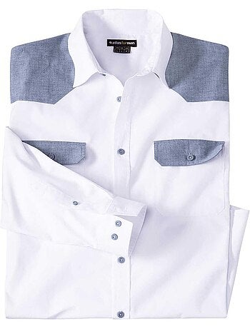 Camisa de popelín estilo western con cuello de puntas libres
