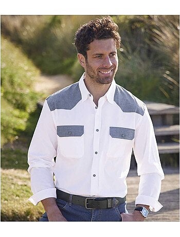 Camisa de popelín estilo western con cuello de puntas libres