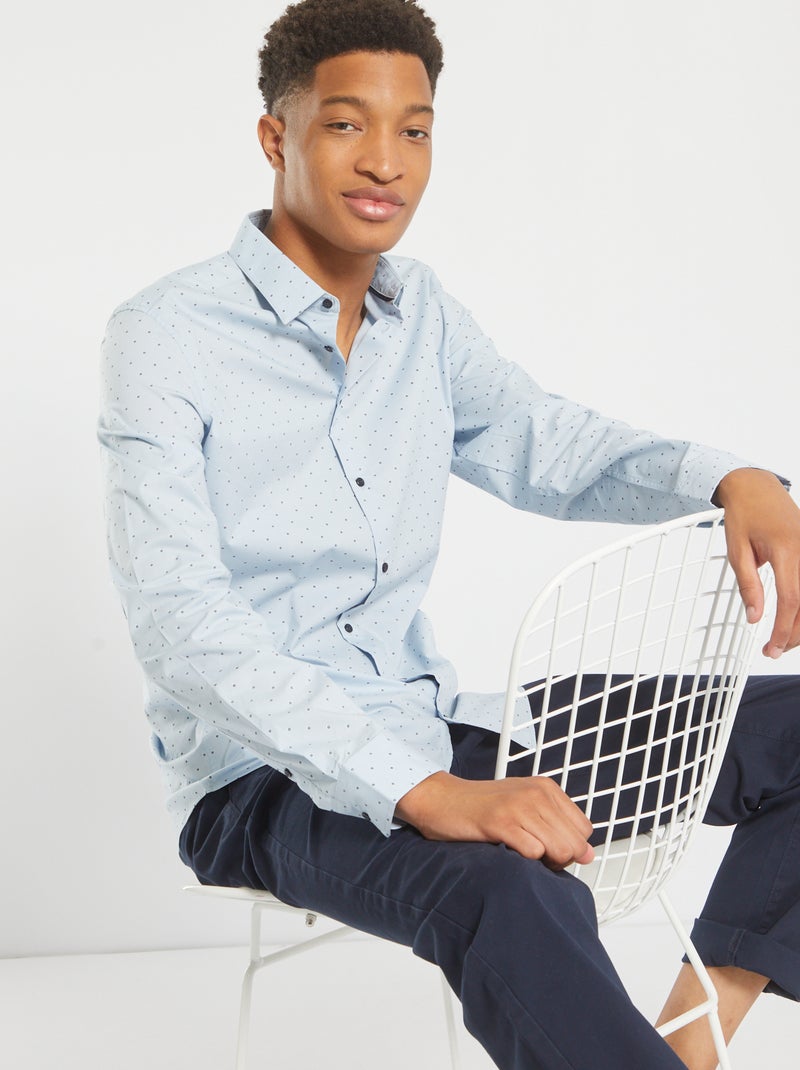 Camisa de popelina +1,90 m AZUL - Kiabi