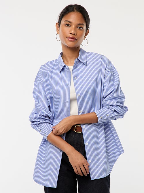 Camisa de popelina a rayas - Kiabi