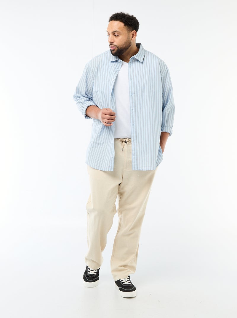 Camisa de popelina a rayas Azul - Kiabi