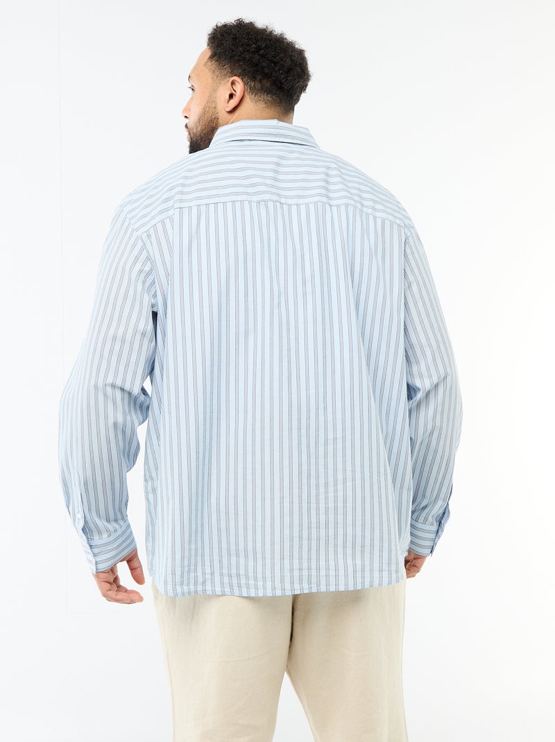 Camisa de popelina a rayas Azul - Kiabi