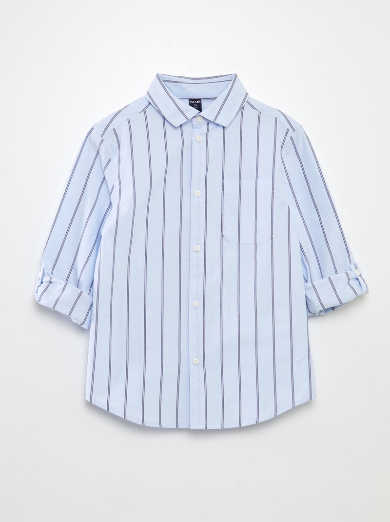 Camisa de popelina a rayas BLANCO - Kiabi