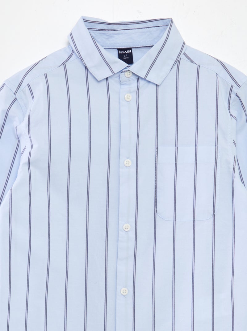 Camisa de popelina a rayas BLANCO - Kiabi