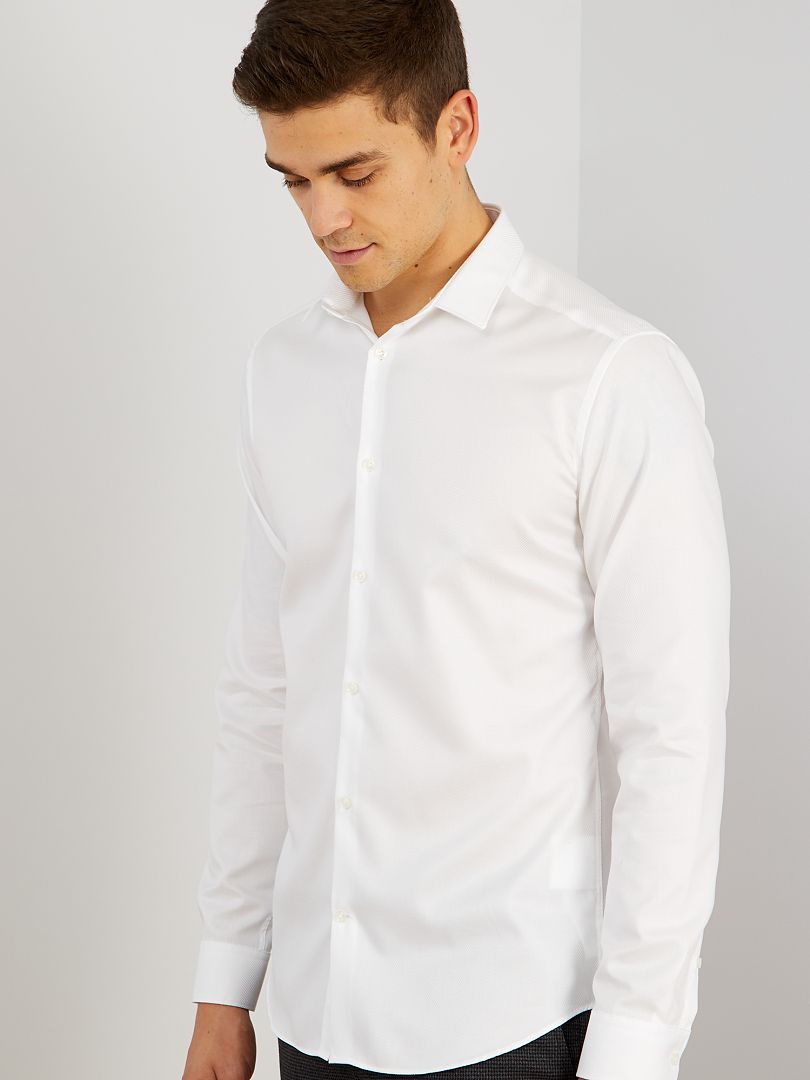 Camisa de popelina a rayas Blanco - Kiabi