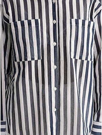 Camisa de popelina a rayas con bolsillo mixray