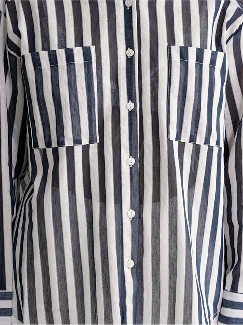 Camisa de popelina a rayas con bolsillo mixray - Kiabi Camisa de popelina a rayas con bolsillo mixray - Kiabi