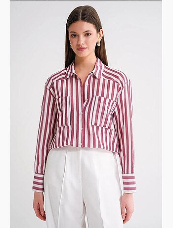 Camisa de popelina a rayas con bolsillo mixray