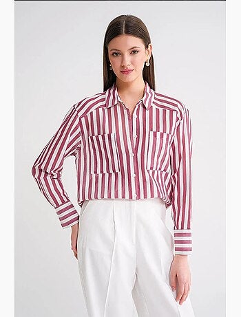 Camisa de popelina a rayas con bolsillo mixray