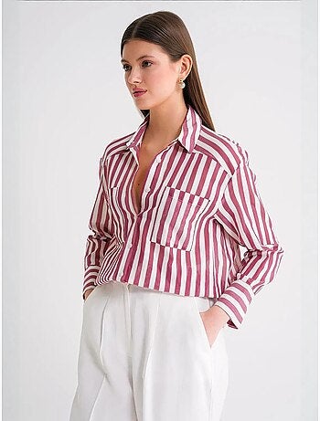 Camisa de popelina a rayas con bolsillo mixray