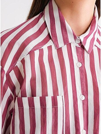 Camisa de popelina a rayas con bolsillo mixray