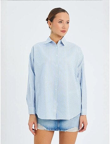 Camisa de popelina a rayas con botones mixray