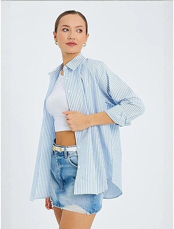Camisa de popelina a rayas con botones mixray