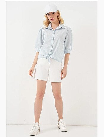 Camisa de popelina a rayas con mangas tres cuartos bdart