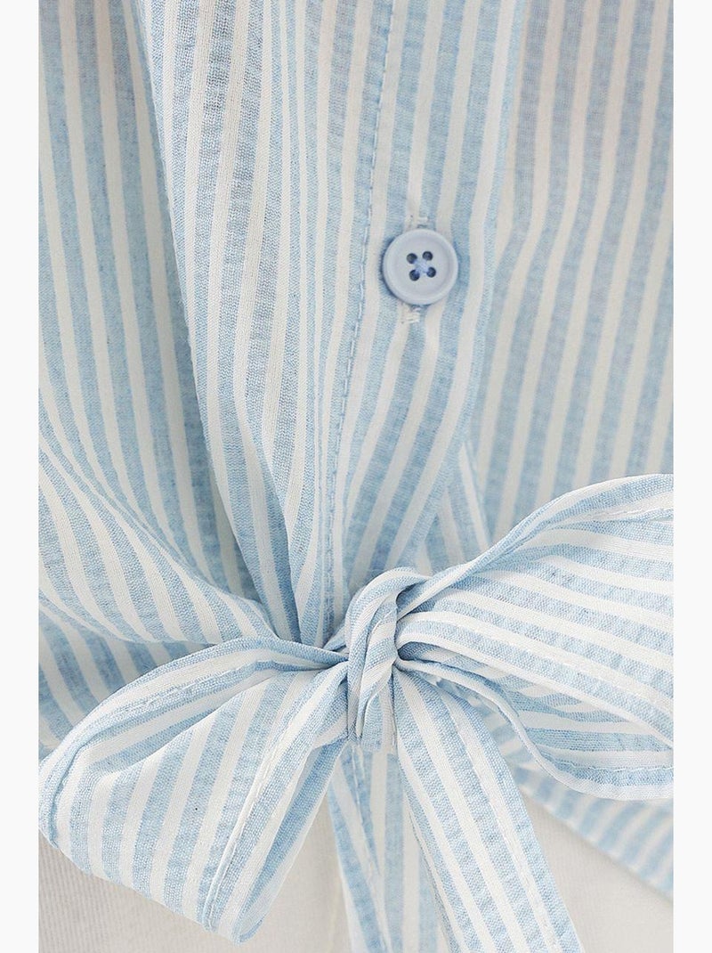 Camisa de popelina a rayas con mangas tres cuartos bdart Azul claro - Kiabi