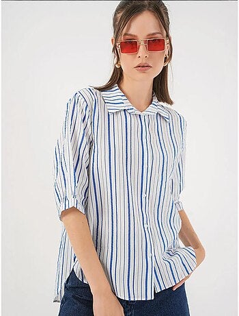 Camisa de popelina a rayas con mangas tres cuartos bdart